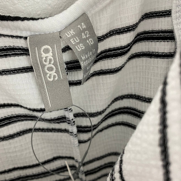 ASOS Maternity Women's Size 10 Striped Button Front Overall Romper Black White - Picture 3 of 6